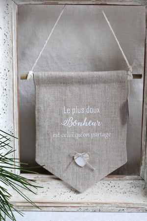 Image of Bannière en lin naturel 'Le plus doux bonheur...' (BNNRDXBONH1)