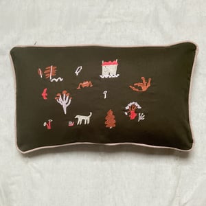 Image of Embroidered Linen Mix Cushion Covers