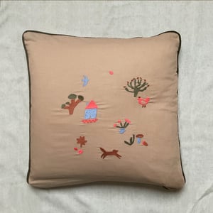 Image of Embroidered Linen Mix Cushion Covers