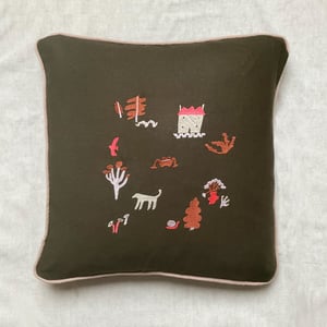 Image of Embroidered Linen Mix Cushion Covers