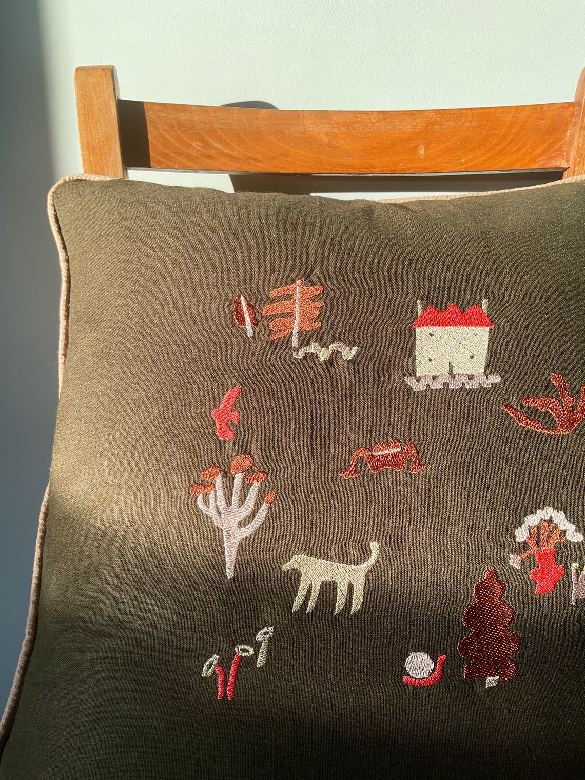 Image of Embroidered Linen Mix Cushion Covers