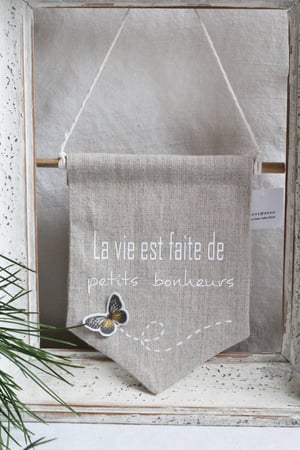 Image of Bannière en lin naturel 'La vie est faite ...' (BNNRLVPB1)