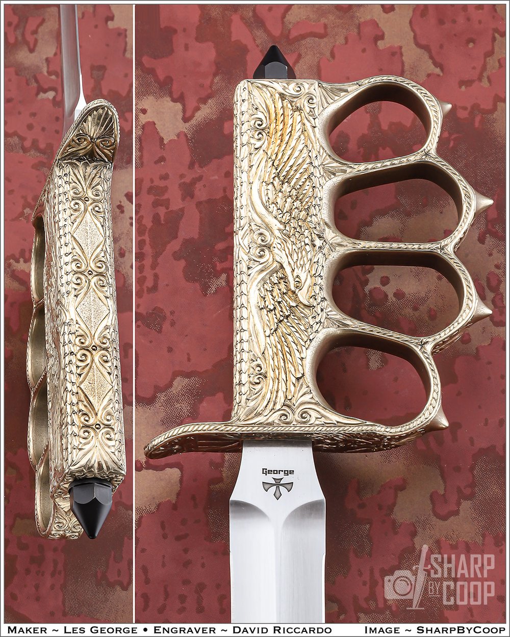 Riccardo hand engraved trench knife