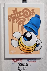 Image 3 of GREEN, PURPLE and BEIGE Cheo Bee small Canvas