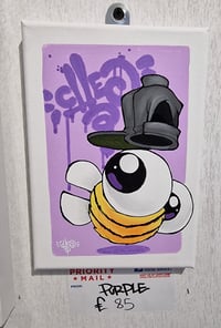 Image 2 of GREEN, PURPLE and BEIGE Cheo Bee small Canvas