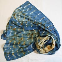 Image 1 of Little Squares - Indigo and Rust silk scarf 
