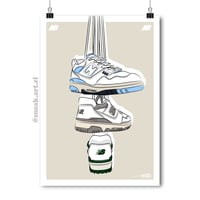 Image 1 of Sneaker Poster New Balance 550 (Blue, Grey and Green)