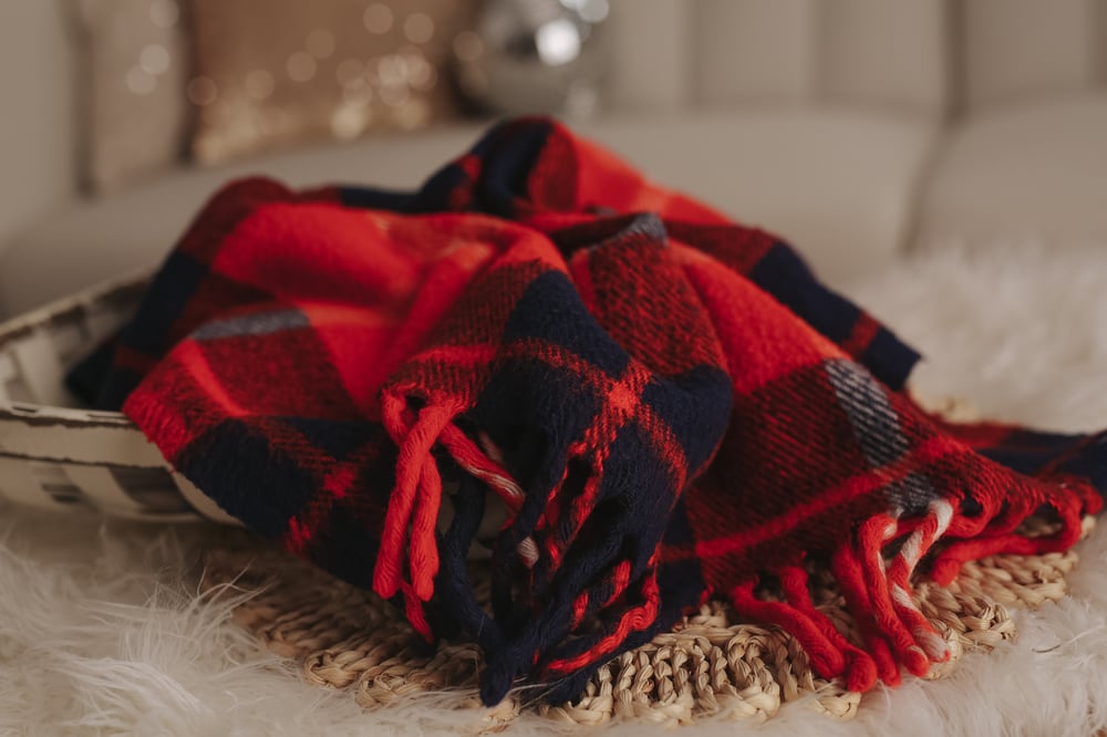Image of red & blue vintage wool layer