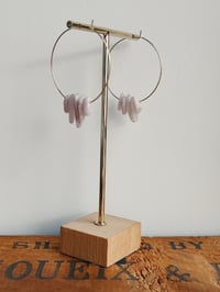 Image 2 of rose quartz 5 stone hoops