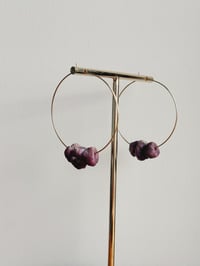 Image 1 of rough ruby 3 stone hoops