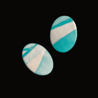 Image 1 of teal &amp; pearl oval studs