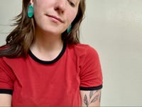 Image 3 of teal &amp; pearl oval studs