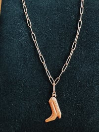 Image 2 of 14k solid gold cowboy boot necklace