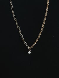 Image 2 of 14k solid gold asymmetric diamond necklace