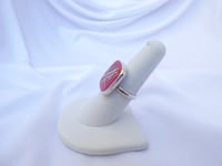 Image of Red enamel with glass threads ring set in sterling silver