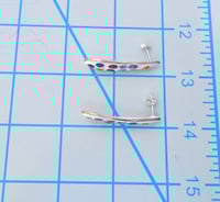 Image of White enamel on copper earrings with millefiori chips