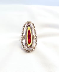 Image of Yonic Fordite statement ring set in sterling silver hand fabricated