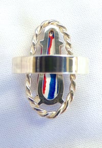Image of Yonic Fordite statement ring set in sterling silver hand fabricated