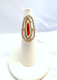 Image of Yonic Fordite statement ring set in sterling silver hand fabricated