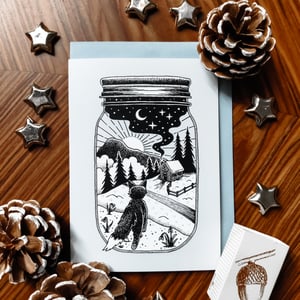 Fox Jar Greeting Card, Christmas Card, Holiday Card
