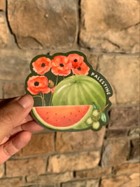 Image 2 of Palestine Watermelon & Poppies Sticker