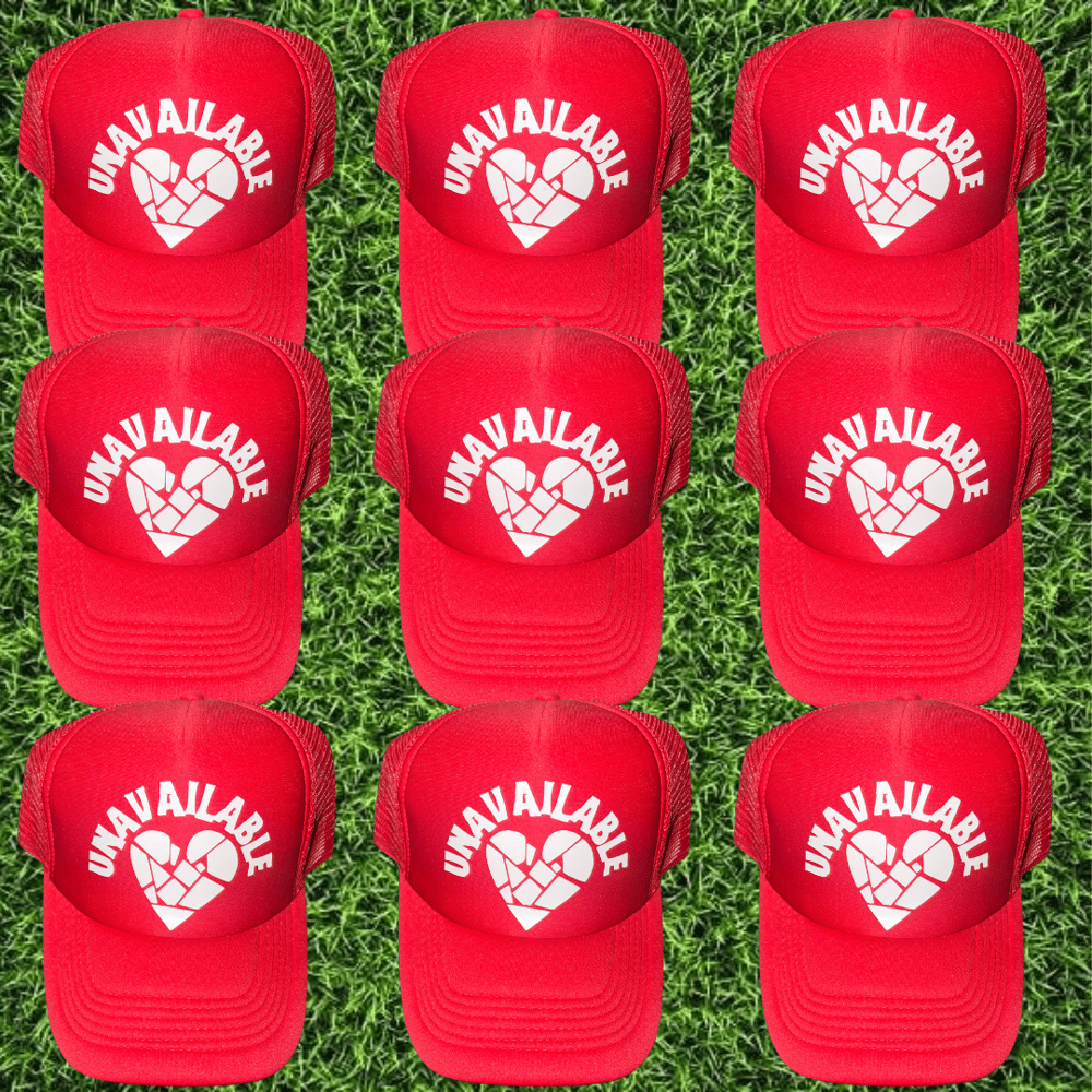 Image of Red Various Unavailable Truckers Hats 