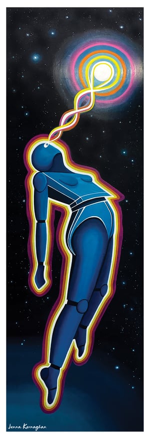 Image of 'Android Encountering Consciousness in Space' Sticker 