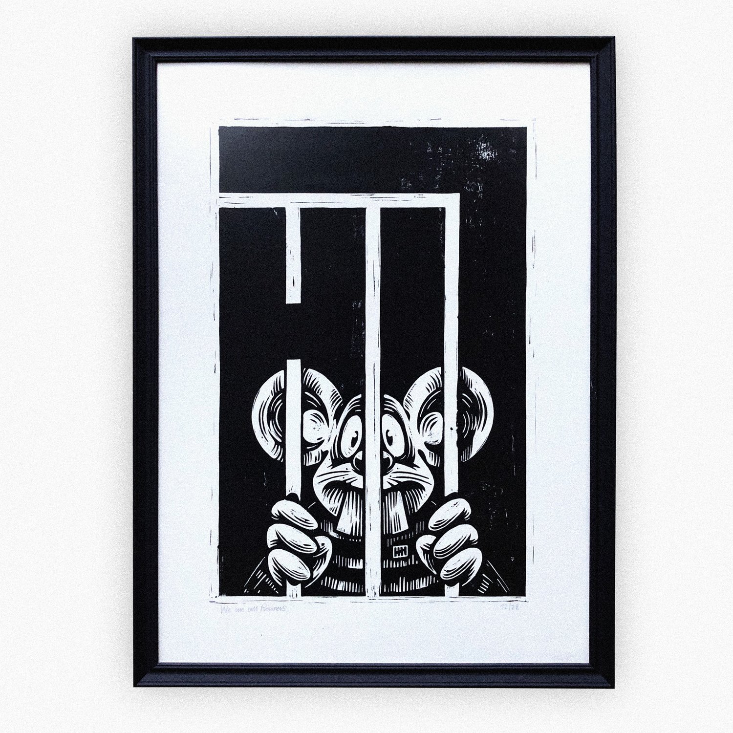 Image of WE ARE ALL PRISONERS - limited edition linocut print 