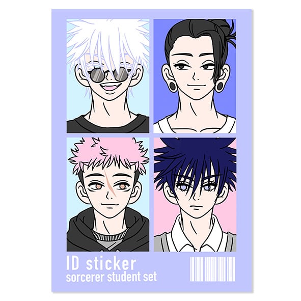 Image of ID sticker set "jujutsu kaisen" students