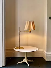 Image 4 of Brass Table Lamp by Jakobsson, Sweden, with Handmade Linen Shade