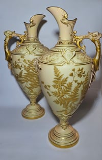 Image 1 of Royal Worcester Pair Ornate Ewers