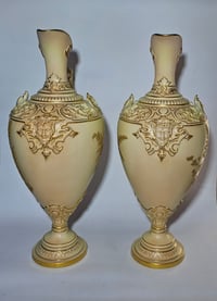 Image 3 of Royal Worcester Pair Ornate Ewers