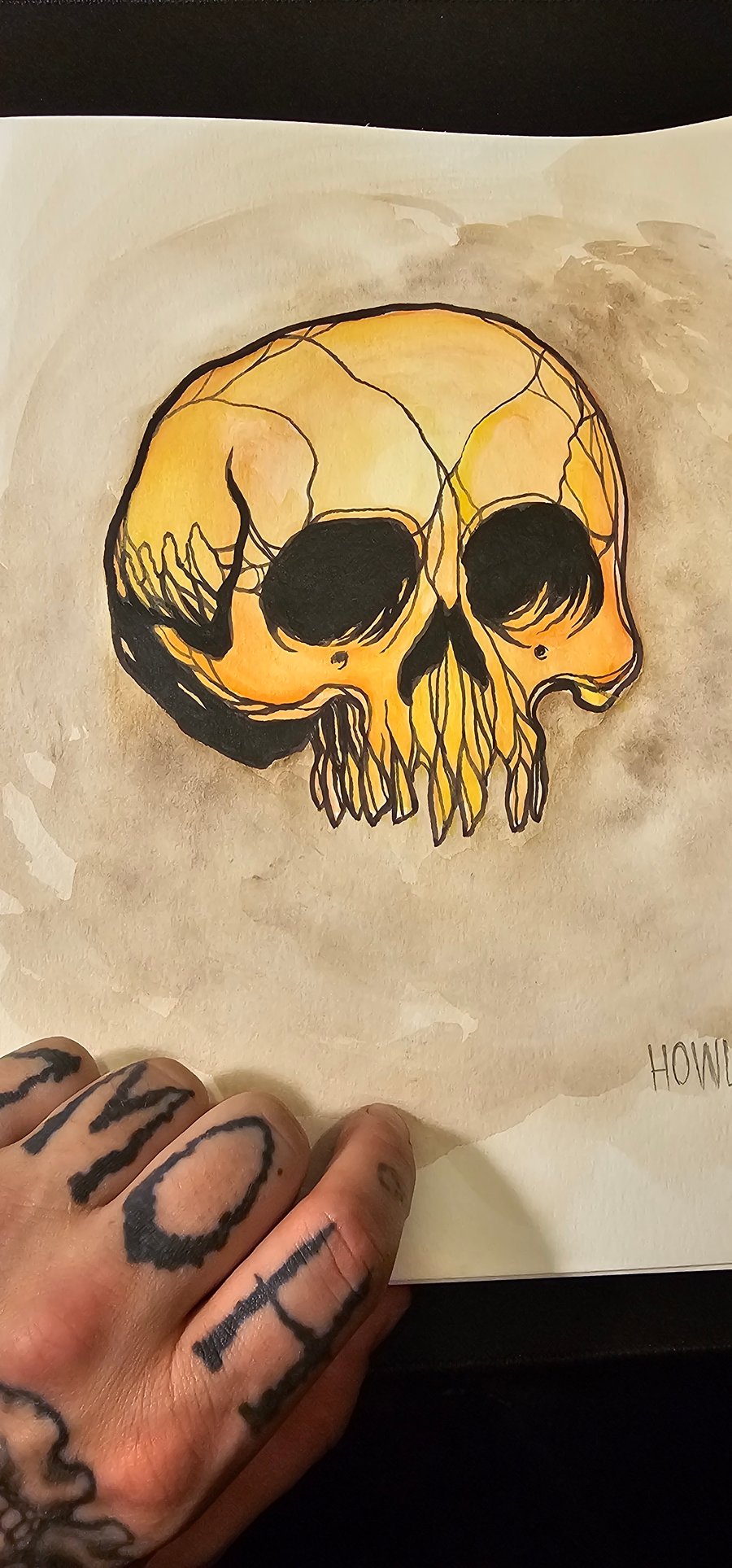 Image of Original watercolor skull #3