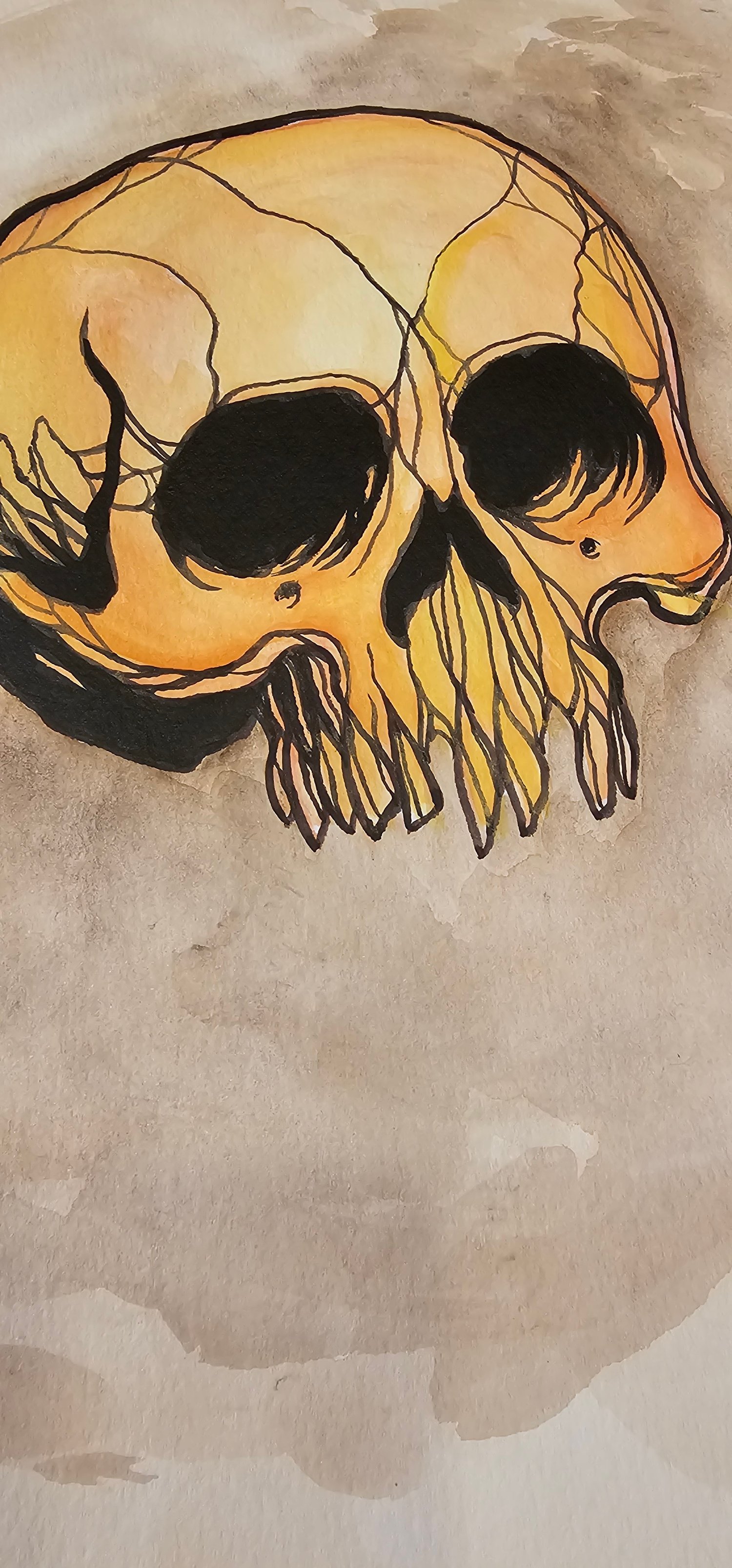 Image of Original watercolor skull #3