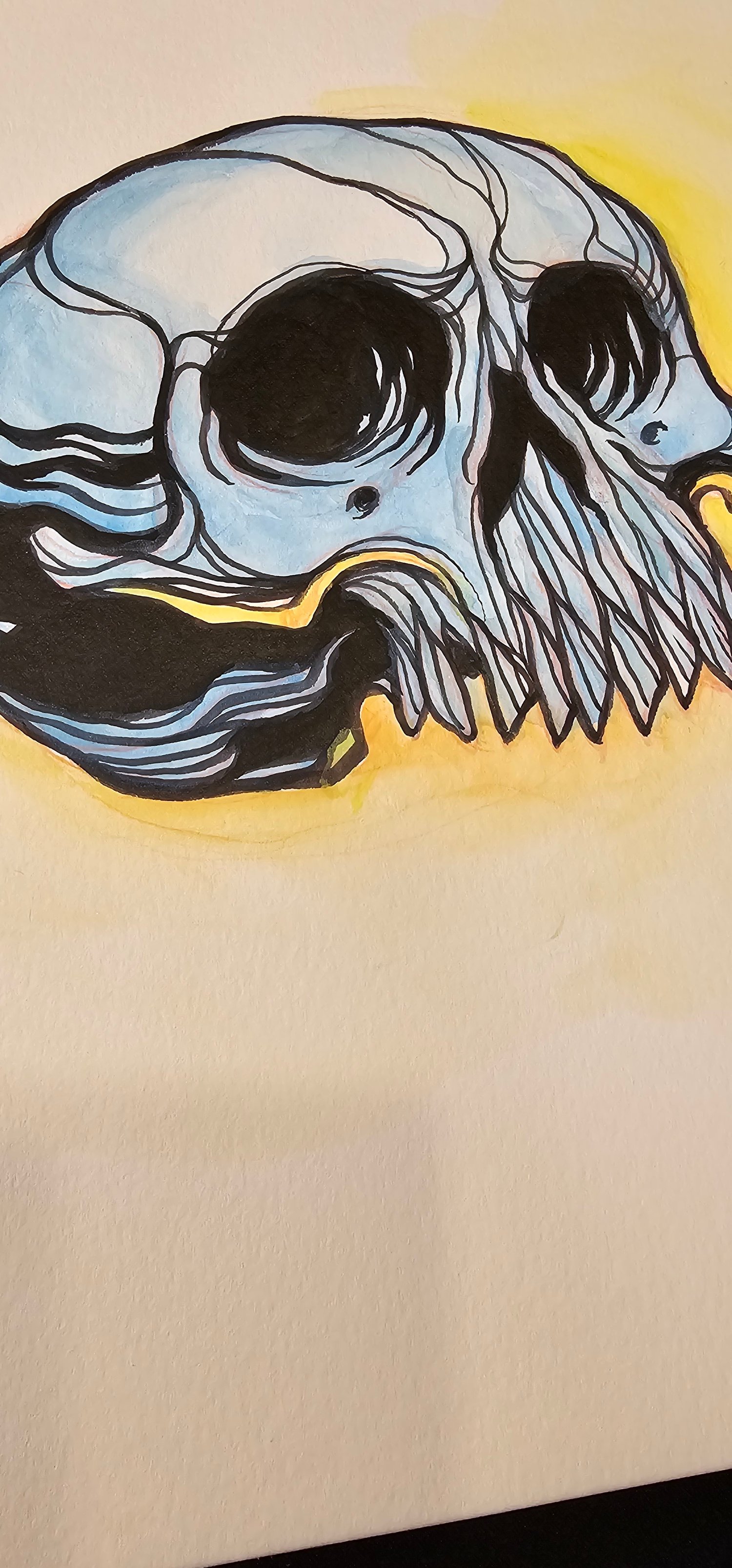 Image of Original watercolor skull #4