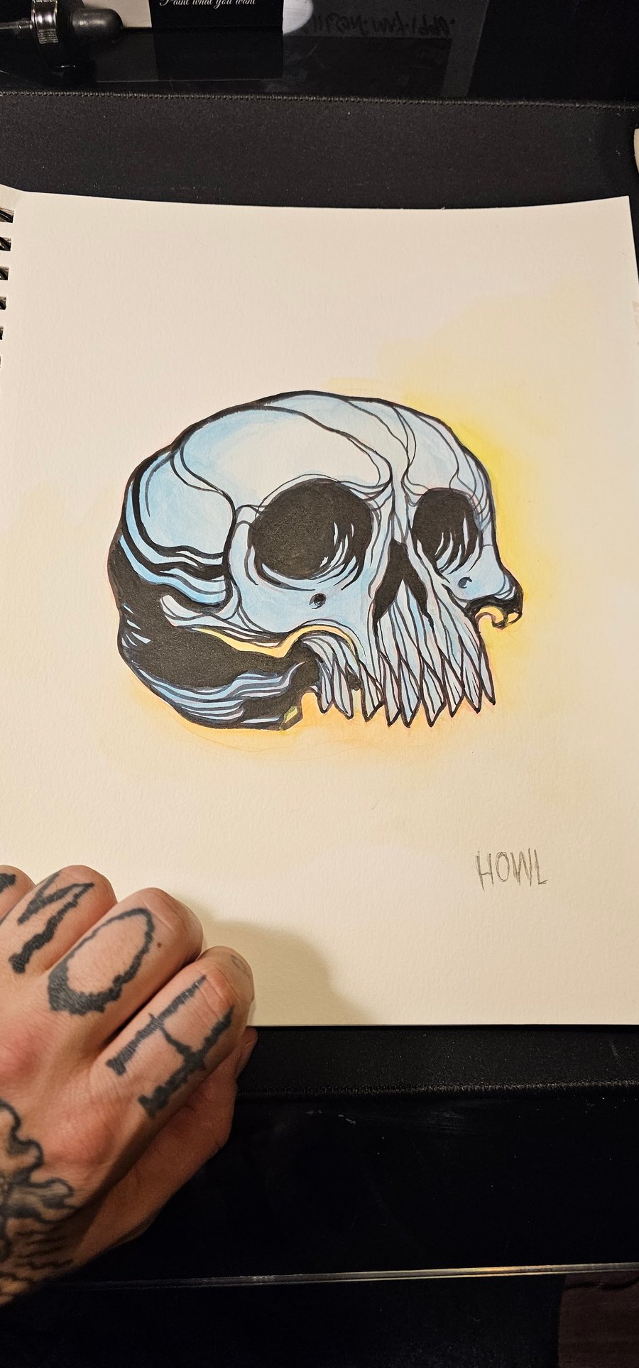 Image of Original watercolor skull #4