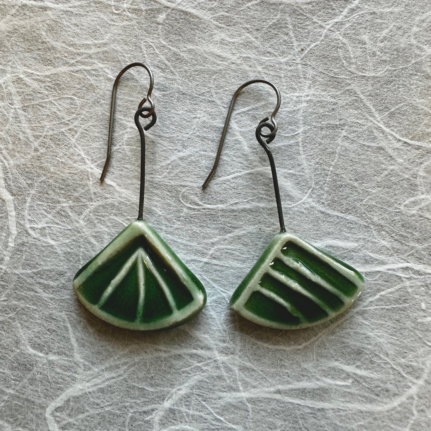 Image of Green Celadon Geometric Earrings