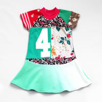 Image 2 of floral red green ombre HAPPY 4TH BIRTHDAY 4T FOUR 4 FOURTH BDAY short sleeve courtneycourtney dress