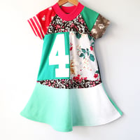 Image 1 of floral red green ombre HAPPY 4TH BIRTHDAY 4T FOUR 4 FOURTH BDAY short sleeve courtneycourtney dress