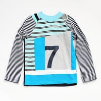 Image 1 of stripes 7 seven 7th 6/7 seventh birthday bday courtneycourtney raglan longsleeve top tee shirt