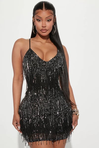 Image of 3pack BLACK SILVER  BACKOUT BODYCON SEQUIN MINI DRESS