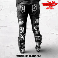 Image 2 of Wonder Jeans V-1 ( Black Waxed Denim)