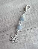 Mini Fob/Natural Stone Blue Aquamarine/Snowflake
