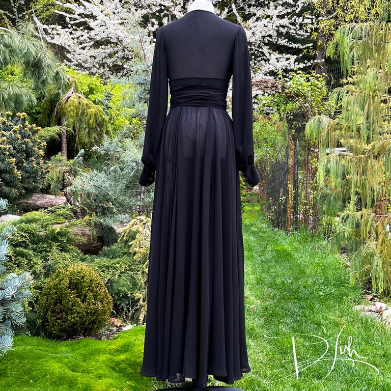 Black Sheer "Beverly" Dressing Gown PRE-ORDER Image 3
