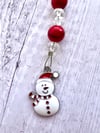 Scissor Fob/Natural Stone Red Turquoise/Snowman