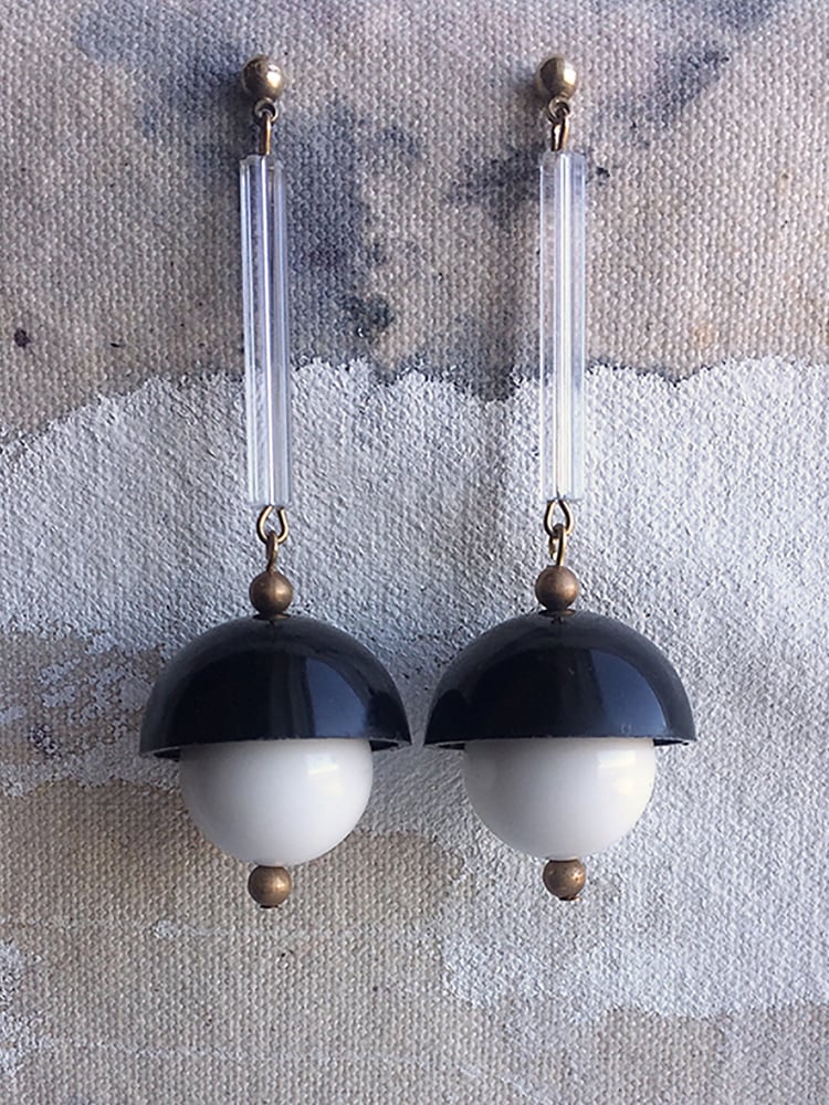 Image of Lucite Pendulum Earrings - Black