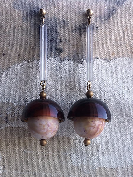 Image of Lucite Pendulum Earrings - Maple