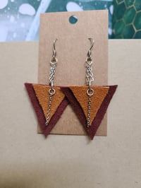 Image 1 of Triangle Leather Earring Set - A