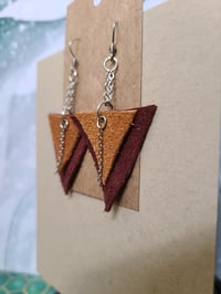 Image 2 of Triangle Leather Earring Set - A