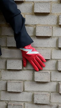 Image 2 of Red Leather Lightning Bolt Ziggy Gloves
